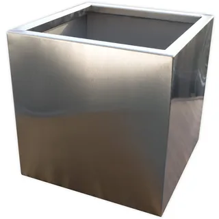 Köhko® Designer-Blumenkübel aus Edelstahl VIVO 80 x 80 x 50 cm | matt gebürsteter Pflanztopf eckig & groß