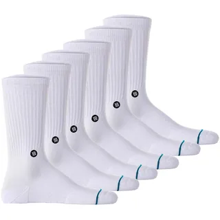 Stance Icon Sneakersocken Unisex 6er Pack Weiß 35-37