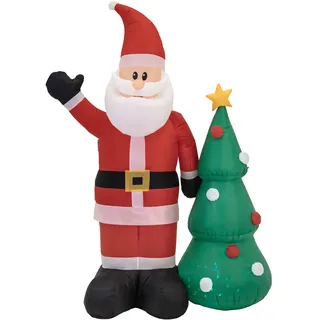 Aufblasbarer Weihnachtsmann Mit Weihnachtsbaum, Groß, Leuchtend, Aufblasbar, Led, 210 Cm Jumihome