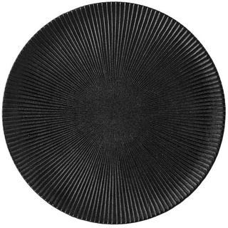 Bloomingville Speiseteller Neri Plate, Black, Stoneware, Teller Schwarz 29cm Steingut Gusseisen-Optik nordisches Design schwarz