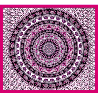 Miracle Home Mandala/Pareo Multi 309, 100% Baumwolle, Fuchsia, 210 x 240 cm