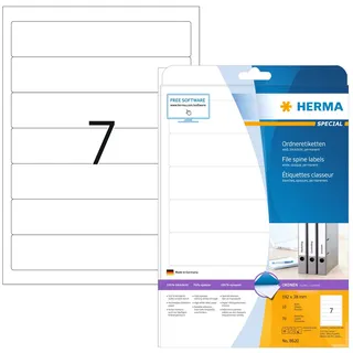 Herma Ordneretiketten 8620 Weiß 192 x 38 mm 10 Blatt 70 St.