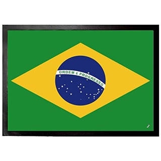 1art1 Brasilien Flaggen Der Welt Fußmatte Dekomatte Innenbereich | Design Türmatte 70x50 cm