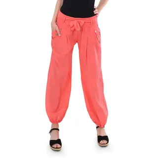 malito more than fashion Haremshose malito Damen Pumphose mit Bindegürtel 3418 Aladinhose Sommerhose mit elastischem Bund & Bindegürtel Einheitsgröße rosa 34-40