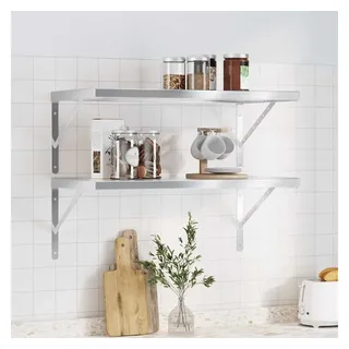 vidaXL Wandregale 2 Stk. 75x40x3 cm Silbern Edelstahl