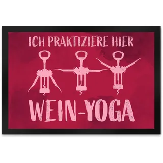 speecheese Ich praktiziere Hier Wein-Yoga - Fußmatte mit Yoga-Korkenziehern