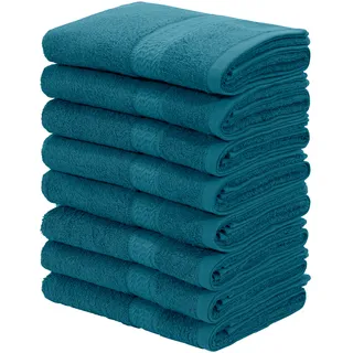 Handtuch MY HOME "Juna, 8 Handtücher 50x100, 100% Baumwolle" (Packung) Gr. B/L: 50 cm x 100 cm (8 St.), blau (aqua) Handtücher Set und als Serie, Handtuch-Set mit Bordüre, Uni-Farben, weich