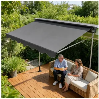 Ferghana Klemmmarkise Klemmmarkise Ohne Bohren, Balkonmarkise Höhenverstellbar (Sonnenschutz Wasserdicht UV-beständig, Sonnenmarkise für Terrasse Balkon Garten) Sichtschutz Markise grau 300 cm