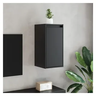 furnicato Wandregal Schwarzer Wandschrank aus Kiefer-Massivholz 30 x 30 x 60 cm, 2-tlg., Stabiler Schwebeschrank mit 60 kg Belastbarkeit als TV-Schrank Set schwarz 30 cm x 60 cm x 30 cm