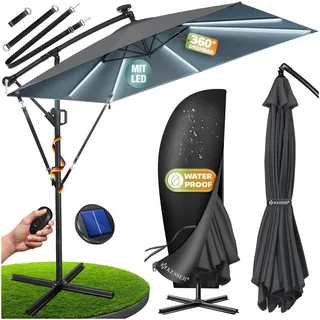 Kesser Ampelschirm Holly rechteckig Ø 350 cm mit LED Grau