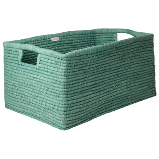 rice Aufbewahrungskorb Raffia Aufbewahrungskorb handgefertigt dekorativ 60 x 40 x 30 cm grün