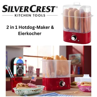 SILVERCREST 2 in 1 Hotdog-Maker Hot Dog Eierkocher SHME 400 A1 rot 400 Watt NEU