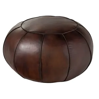 Massivmoebel24 Pouf Hocker Leder 58 x 38 x 58 cm Braun