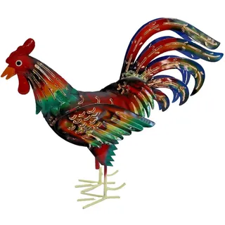 Kaufhaus le petit Tierfigur Deko Metall Hahn Figur Huhn Teelichthalter Windlicht Vogel Skulptur, Dekofigur Dekoskulptur Dekoobjekt Vogelfigur Objekt