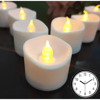 Led Teelichter mit Timer, 6 Stunden und 18 Stunden aus in 24 Stunden Zyklus,batteriebetrieben, flackernde Teelichter, Hochzeiten, Scheitel in warmem Gelb