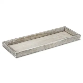 NaDeco Holz-Tablett grau 42x14x3cm Dekotablett Landhausstil Kerzentablett Kerzenteller aus Holz für Kerzen und Windlichter