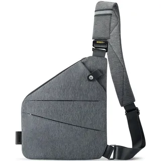 WANDER PLUS Anti-Diebstahl-Crossbody-Tasche, Sling-Brusttaschen für Damen und Herren, Schultertasche, Anti-Diebstahl-Design für Reisen, Sport, Arbeit, grau, Medium - M
