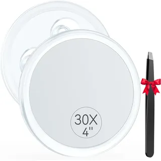 Auxmir 30X Vergrößerungsspiegel 10Cm 30-Facher Mit 3 Saugnäpfen, Runde Make up S