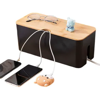JIAMIAN Kabelbox Weiß, Steckdosenbox Kabelsammler Aufbewahrungsbox, Kabelmanagement Box, Kabelbox Aus Kunststoff, Kabelaufbewahrung, Kabel Verstecken(B)