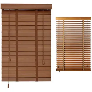 generisch Holz Jalousie 50mm Venezianische Jalousie Massivholzjalousien W 40/60/80/100/120/140/160cm Fenster-Sichtschutz Abdunkelnd Horizontale Jalousien für Tür Fenster Innen Außen(85x220cm)