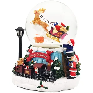 XL LED Schneekugel Weihnachten elektrischer Schneewirbel, viele Melodien und Farbwechsel Glitzerkugel