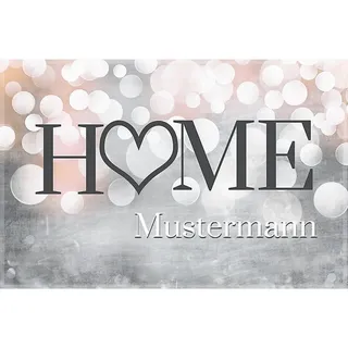 Manutextur Fußmatte mit Namen - Motiv Home mit Herz - viele Daheim-Motive - Schmutzfangmatte personalisiert - Größe 40x60 cm - persönliches & individuelles Geschenk