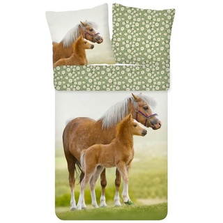Kinderbettwäsche Pferd Trendy Bedding, ESPiCO, Renforcé, 2 teilig, Tiermotiv, Pony bunt|grün