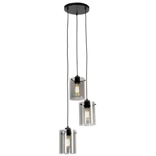 QAZQA Dome 3-flg. E27 35 cm Schwarz/Rauchglas