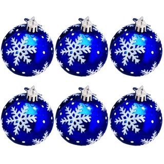 VALICLUD 6Pcs Weihnachtsglitterball Schneeflocke Baumkugeln Weihnachtsbaumkugeln Bruchsicher Weihnachtskugeln Kugeln Baum Hängen Ornamente Party Dekoration Blau 6Cm