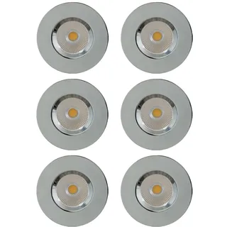 6 x LED Einbaustrahler Feuerschutz Chrom IP65 4,7W 320lm außen innen warmweiß