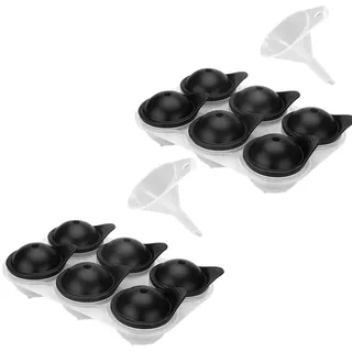 Hfgdnchva Große Silikonform mit Deckel, Eiskugelform für Große Kugeln, Runde Silikon-Eiskugelform, Schnellgefrier-Eiskugelform für 6 Kugeln