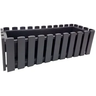 Plastkon Pflanzkübel Blumenkasten 46,5cm Balkonkasten Landhaus Lattenzaun Holzoptik