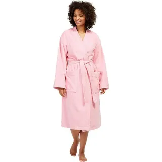 TOM TAILOR HOME Unisex-Bademantel Kimono, Langform, Wirkfrottee, Kimono-Kragen, Gürtel, für Damen & Herren, mit Logostickerei rosa XL - 120 cm