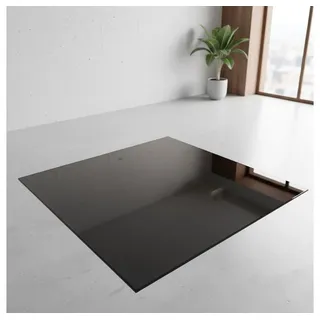 MuCoLa Bodenplatte Kaminglas ESG Sicherheitsglas 90 cm x 90 cm Schwarz