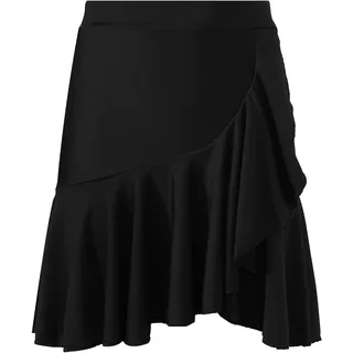 Frauen Hohe Taille Latin Dance Rock 3 Stile Fransen Rüschen Tanzpraxis Kleidung Ballsaal Samba Tango Cha-Cha Bühnenkostüm,Black a,L - L