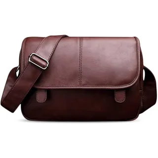 FANDARE Neu Umhängetasche Herren Schultertasche PU Männerhandtasche Laptoptasche Messenger Bag Arbeitstaschen Businesstasche Ordner Arbeit Reise Sport Schulranzen Kuriertasche Collegetasche Braun