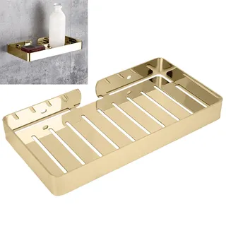 Topyond Seifenablage Gold Edelstahl Seifennetz Wandhalterung Seifenschale,Wandmontage Seifenhalter Badezimmer Hardware Anhänger Schwammhalter,Seifenschalenhalter für Badezimmer, Küche,Dusche