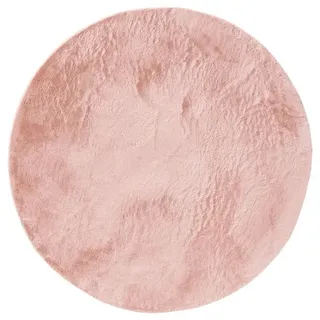 benuta Basic Kunstfaser Fellteppich Furry - Rosa Rund 80 cm - Weicher Wohnzimmerteppich - Anti-Rutsch-Rückseite - Waschbar - Für Fußbodenheizung geeignet