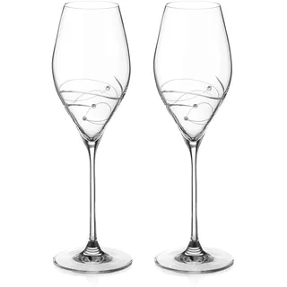 DIAMANTE Swarovski Prosecco Gläser Paar - Spirale Design mit Swarovski Kristallen - Geschenkbox 2 Stück