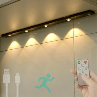 GZZBMY Unterbauleuchte Küche LED mit Bewegungsmelder Wandleuchte mit Fernbedienung USB Aufladbar Schrankbeleuchtung Küche Wandlampen Kleiderschrank Treppe Keller 3 Lichtmodi (30cm)