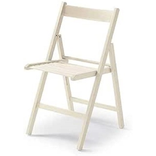 Dmora Moderner Klappstuhl aus Holz, für Balkon oder Garten, cm 42x48h79, Sitzhöhe cm 47, Farbe weiß