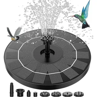 MOPUEA Gartenbrunnen Gartenbrunnen LED-Solarbrunnen, erhältlich mit und ohne Beleuchtung, (1 tlg), mit 4 Düse, Solar Schwimmender Fontäne Pumpe für Garten, Teich
