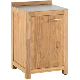 Niehoff Garden Outdoorküche Teak Edition, Teak, Titan, Holz, Keramik, Teakholz, massiv, einzeln stellbar, nur wie online abgebildet bestellbar, 60x94.7x57.5 cm, seitenverkehrt erhältlich, Zusatzausstattung höhenverstellbare Füße, vormontierter Korpus, Gartenmöbel, Outdoor-Küchen