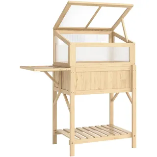 Outsunny Hochbeet mit Frühbeetaufsatz 104 x 50 x 120 cm Naturholz