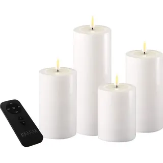 Deluxe Homeart LED Stumpenkerzen 5er Set 4 Kerzen weiß