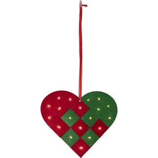 Star Trading LED-Dekoration "Merry" Herz, 20 ww LED, rot/grün, ca. 25 cm Ø, Filz