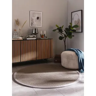 benuta Sisalteppich Sana, rund, Höhe: 5 mm, 100% Sisal Naturfaser, Teppich Wohnzimmer, Esszimmer, Schlafzimmer grau rund | Ø 200 cm x 5 mm