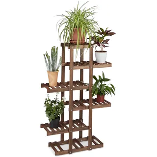 Relaxdays Blumenregal 81 x 125 cm Dunkelbraun