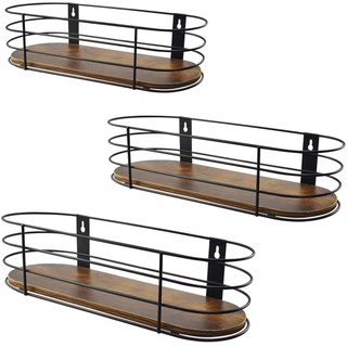 Calenzana Ovales, schwebendes Wandregal-Set, 3 Stück, rustikaler Holzdrahtrahmen zum Aufhängen für Badezimmer, Schlafzimmer, Küche, Wohnzimmer