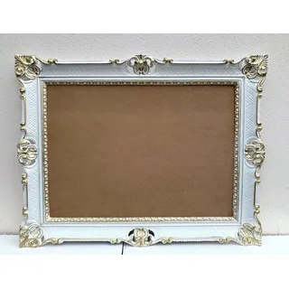 Generisch Gemälderahmen Barock Bilderrahmen 50x70 cm Werbetafel Menütefel rechteckig posterrahmen Bilderrahmen Groß Xxl Rahmen Antik Rahmen 90x70cm Plakatrahmen Hängerahmen Spiegelrahmen (WEIß-GOLD)